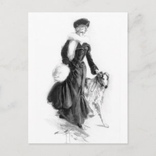 Vintage Mode Borzoi Art Vykort