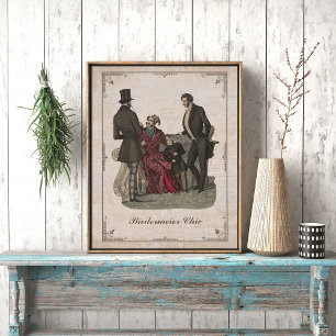 Vintage Mode Collage Biedermeier Mina herrar Poster