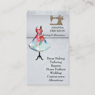 Vintage Mode Crafts Girly Blommigt Sewing Visitkort