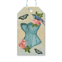 Vintage mode fågel-, blomma- och fjäril presenteti