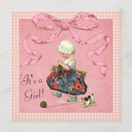 Vintage Mode Flickor, Rosa, babyskor Inbjudningar