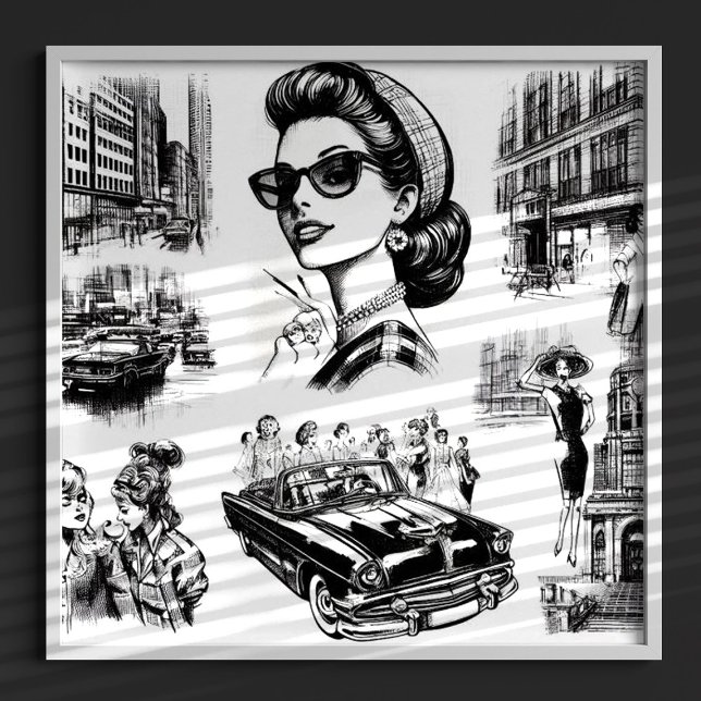 Vintage Mode Girl Teckning Poster (Skapare uppladdad)