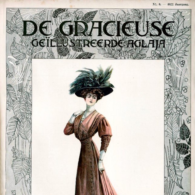 Vintage Mode Illustration Dam Feather Hat Poster (Skapare uppladdad)