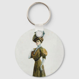 Vintage Mode Illustration Dam i druvor Hat Nyckelring