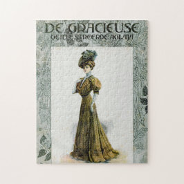 Vintage Mode Illustration Dam i druvor Hat Pussel