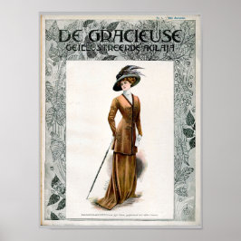 Vintage Mode Illustration Dam i Luddshat Poster