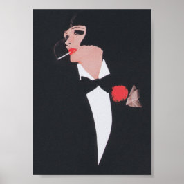 Vintage Mode Illustration Kvinnlig rökning Poster