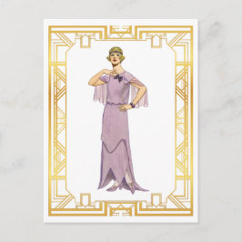 Vintage Mode Lavender Flapper Gown 1920-talet Vykort