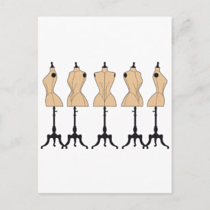 vintage mode mannequins, gamla klänningsblanketter vykort