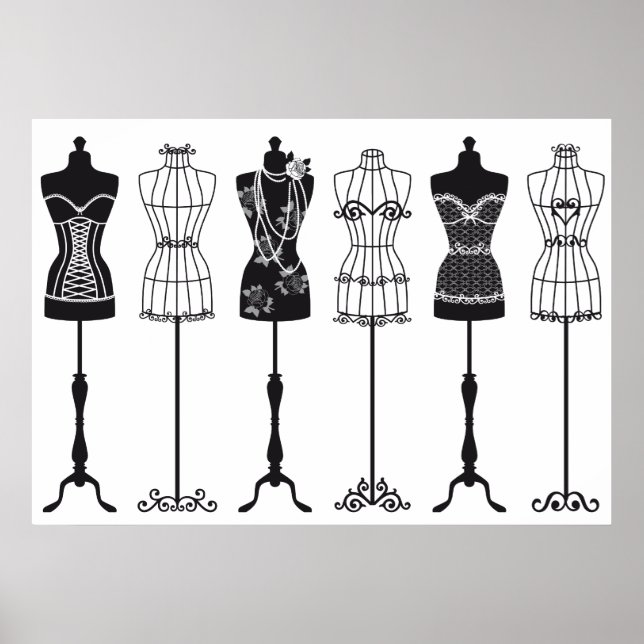 Vintage mode mannequins silhuettes poster (Framsidan)