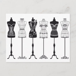 Vintage mode mannequins silhuettes vykort