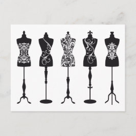 Vintage mode mannequins silhuettes vykort