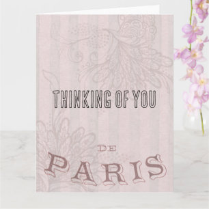 Vintage Mode Paris i blekrosa ros Kort