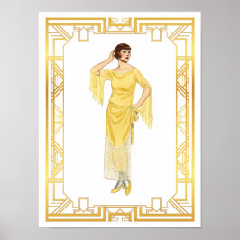 Vintage Mode Raring 20-tal Flapper Evening Gown Poster