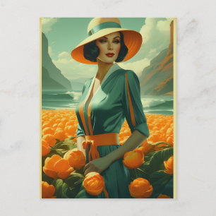 Vintage mode-reklamkort vykort