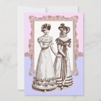 Vintage Mode Rosa och Lila Snöre Möhippa Inbjudningar