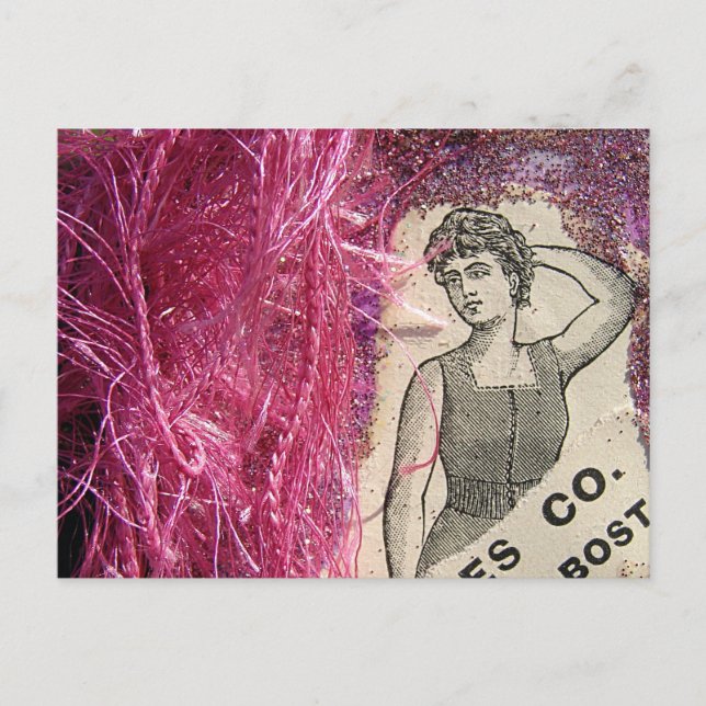 Vintage Mode Rosa Vykort (Framsida)