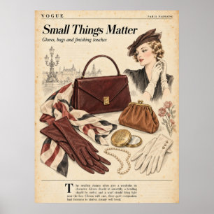 Vintage Mode Skrot Journal Sidor, Retro Mode Poster