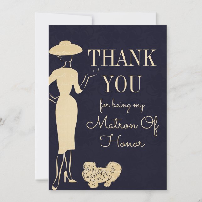 Vintage Mode Tack Matron of Honor Card Kort (Framsida)