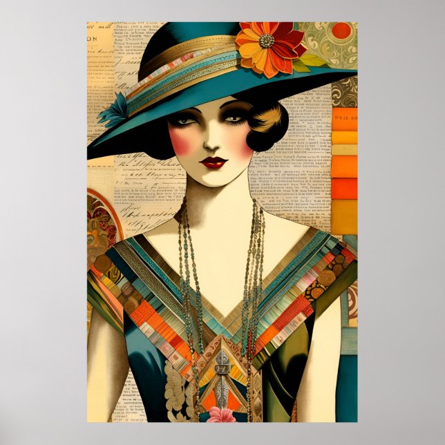 Vintage Mode Woman Poster (Framsidan)