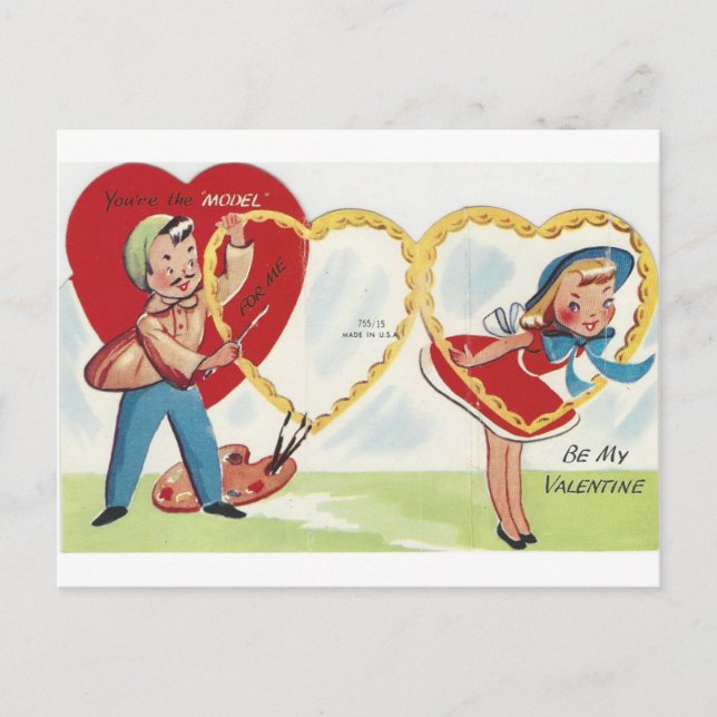 Vintage Model Valentine Helg Vykort (Framsida)