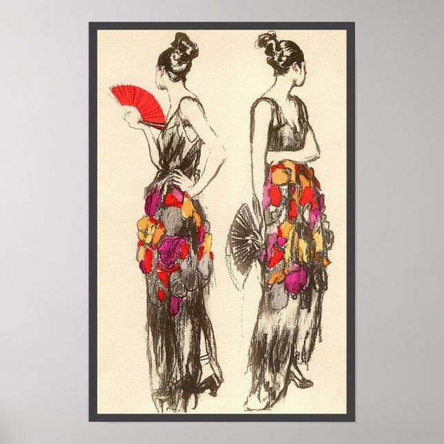 Vintage-moder i mode med vårklänningar poster (Framsidan)