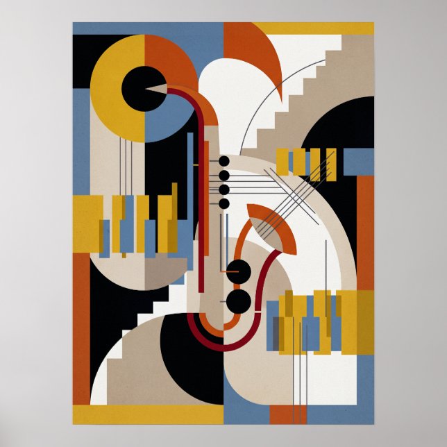 Vintage Modern Art Deco Jazz Affisch (Framsidan)
