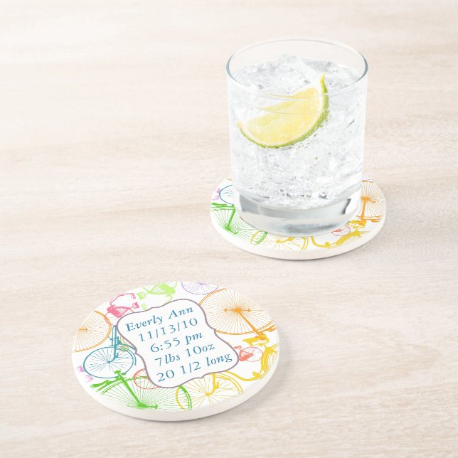 Vintage Modern Bicycle Bright Färg Neon Underlägg Sandsten (Sidan)