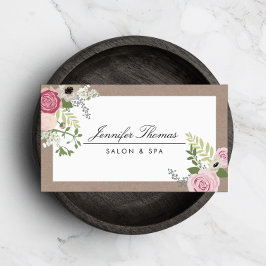 Vintage Modern Blommigt Motif Beauty Salon Visitkort