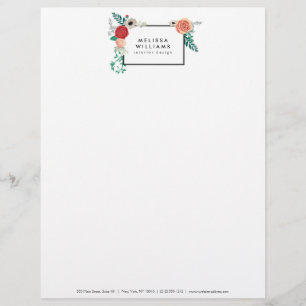 Vintage Modern Blommigt Motif Letterhead Brevhuvud