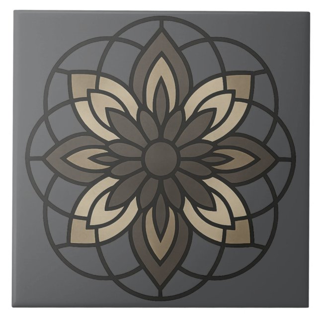 Vintage-modern blomstergeometri kakelplatta (Framsidan)