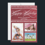 Vintage Modern Chalkboard-fotokort för Lycklig Hel Julkort<br><div class="desc">Vintage Modern Typography Red Chalkboard Lycklig Helgdag Photo Card</div>