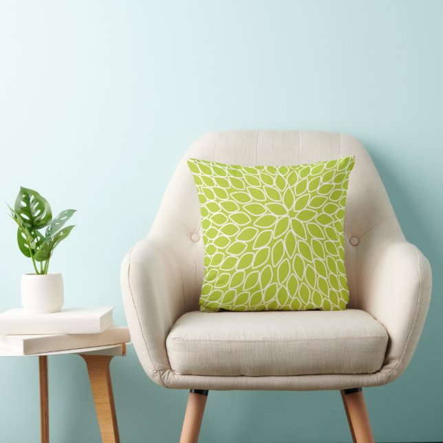 Vintage Modern Chrysanthemum Grön Kudde (Stol)