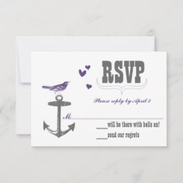 Vintage Modern Cute Lila Bird Grått Anchor OSA