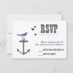 Vintage Modern Cute Lila Bird Grått Anchor OSA Kort
