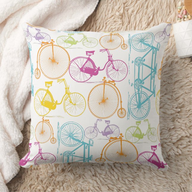 Vintage Modern cycle Bright Färg Neon Pillow Kudde (Filt)