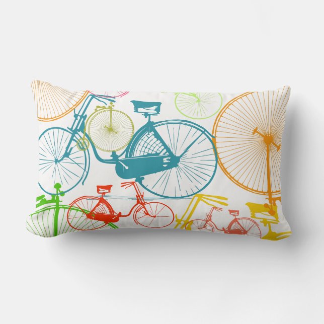 Vintage Modern cycle Bright Färg Neon Pillow Lumbarkudde (Framsida)