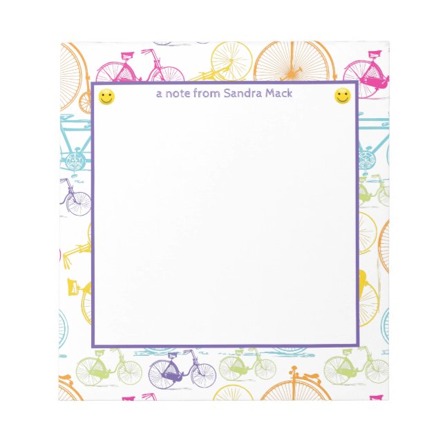 Vintage Modern cykel Bright Färg Neon Mönster Anteckningsblock (Framsida)