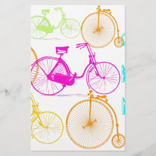Vintage Modern cykel Bright Färg Neon Mönster Brevpapper