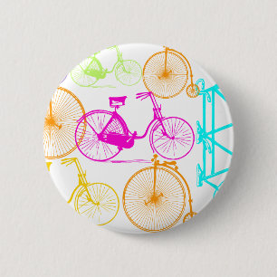 Vintage Modern cykel Bright Färg Neon Mönster Knapp