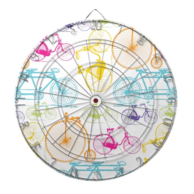 Vintage Modern cykel Bright Färg Neon Mönster Piltavla (Framsidan)