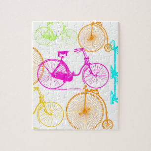 Vintage Modern cykel Bright Färg Neon Mönster Pussel