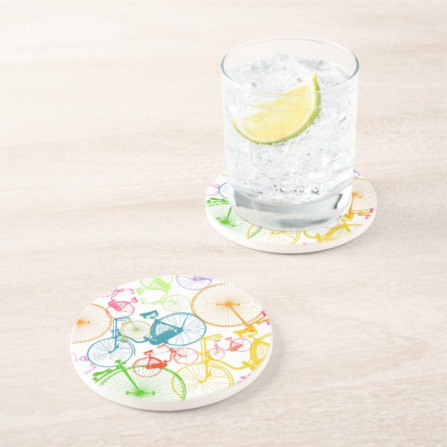 Vintage Modern cykel Bright Färg Neon Mönster Underlägg (Sidan)