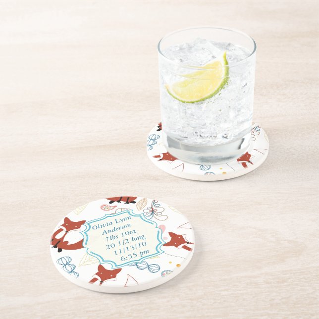 Vintage Modern Fox Nyfödd bebis Stats Underlägg (Sidan)