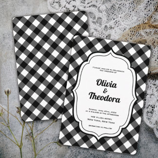 Vintage Modern Gingham wedding invitation Inbjudningar