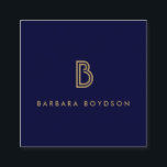 VINTAGE MODERN GULD och NAVY INITIAL MONOGRAM LOGO Fyrkantigt Visitkort<br><div class="desc">De stiliserade initiativen för ditt namn eller ditt företag namn blir en klassisk,  modern logotyp på denna luxe-affärskortmall. Perfekt för alla branscher. © 1201AM-KREATIV</div>