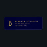 VINTAGE MODERN GULD och NAVY INITIAL MONOGRAM LOGO Returadress Etikett<br><div class="desc">Koordinerar med VINTAGEN MODERN GULD och NAVY INITIAL MONOGRAM LOGOTYP Business Card Template senast 1201.00. Den stiliserade initialen för ditt namn blir en klassisk,  modern logotyp på dessa returetiketter för personlig. © 1201AM-KREATIV</div>