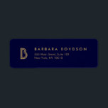 VINTAGE MODERN GULD och NAVY INITIAL MONOGRAM LOGO Returadress Etikett<br><div class="desc">Koordinerar med VINTAGEN MODERN GULD och NAVY INITIAL MONOGRAM LOGOTYP Business Card Template senast 1201.00. Den stiliserade initialen för ditt namn blir en klassisk,  modern logotyp på dessa returetiketter för personlig. © 1201AM-KREATIV</div>
