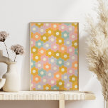 Vintage Modern Hexagon Flower Mönster i Pastel Poster<br><div class="desc">Det här söta mönster har engelska Pappra Pieced stil hexagon-blommor i en vintage modern pastellpalett färg av rosa,  lavender,  persika,  teal och senap. Underbar gåva till kylskåp.</div>