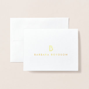Vintage Modern Monogram-mappat Guld-kort för först Folierat Kort